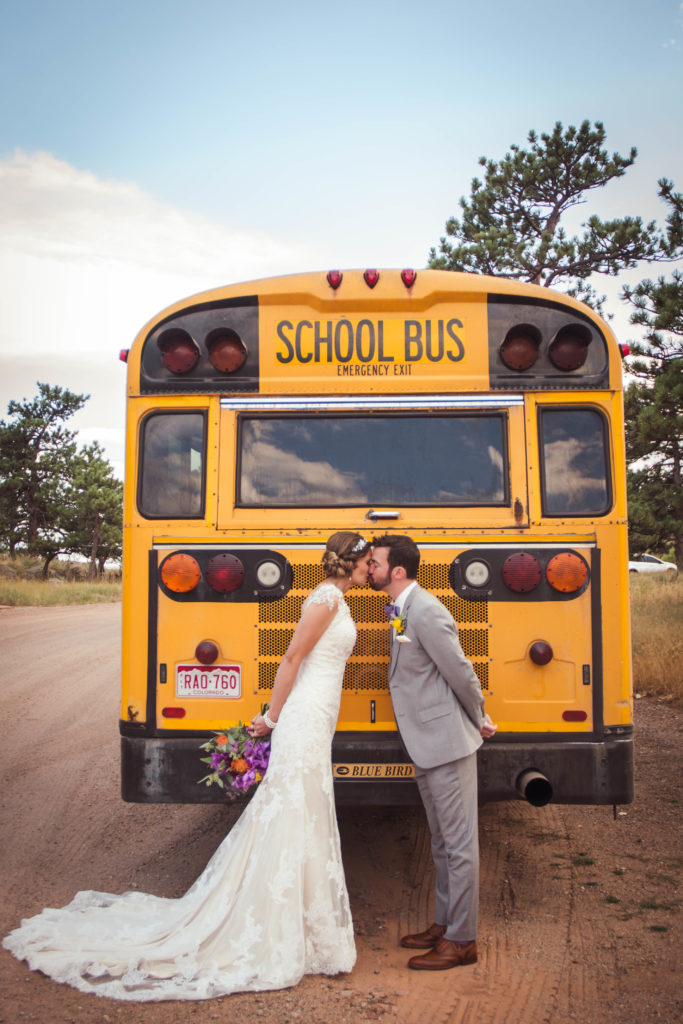 wedding school bus