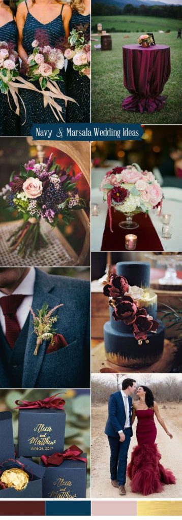 Fall Wedding Color Board Navy and Wine