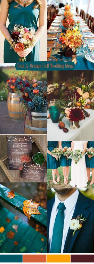 Fall Wedding Color Board Teal and Orange